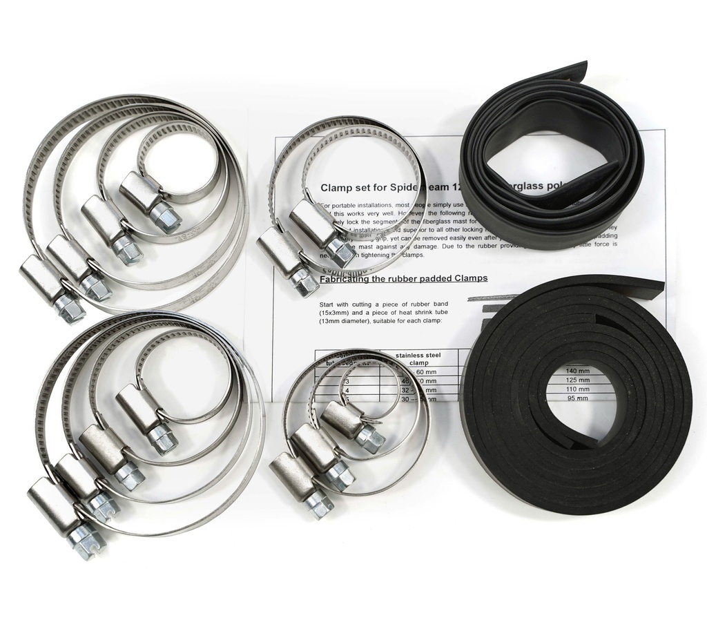 Material kit Clamp set for 14m HD Fibreglass pole (and 12m XHD version)