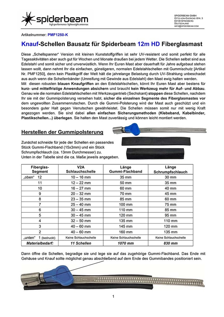 Bausatz Knob-claps 12m HD Instruction