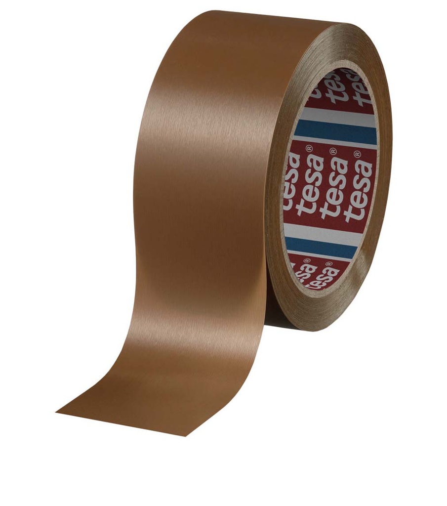 PVC adhesive tape brown, 66m roll, 50mm wide (grooved)