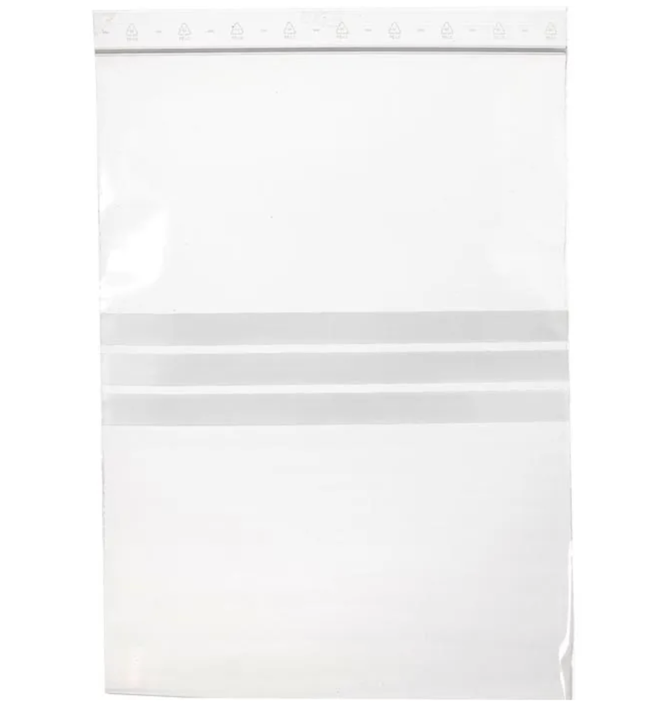 Druckverschlussbeutel ZIP mit Beschriftungsfeld (160x220mm / 90mµ)