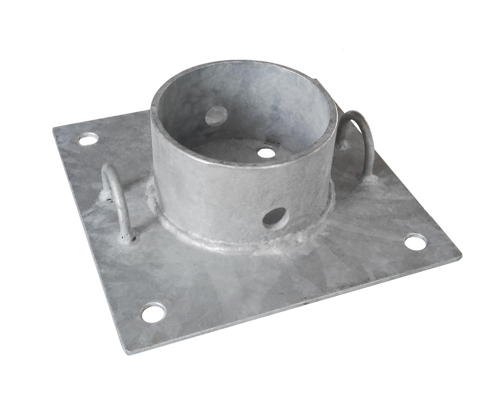 Galvanised base plate for aluminium masts without accessories